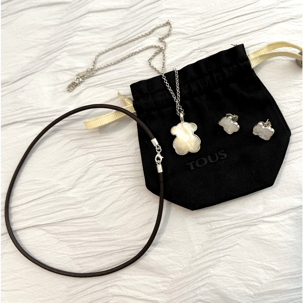 Tous leather chocker, mother of pearl pendant, chain & earrings (all for $88)